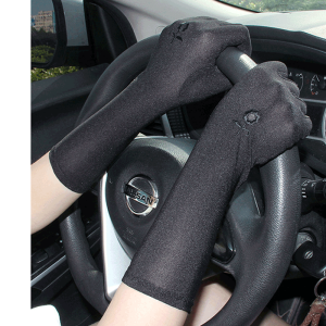 Womens Summer Lightweight Driving Gloves UV Protection Long Sleeve White Black