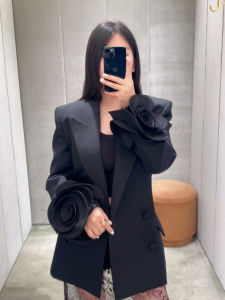 Elegant Floral Womens Suit Jacket High-End Fashionable Design Straight Cut Long Sleeve Double Button Closure Classic Style