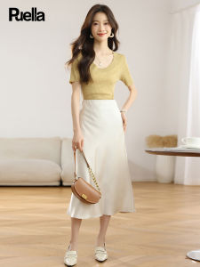 puella | Satin Fish Tail High Waist Mid-length Skirt