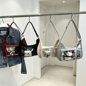 High Quality Womens Shoulder Bag Korean Transparent Ita Bag JK Harajuku Large Capacity Crossbody Bag Preppy Handbag Purse