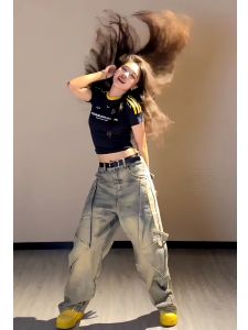 High Waist Wide Leg Jeans American Retro Washed Denim Pants Loose Fit Floor Length Trousers Summer Design Celebrity Style