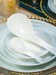 Jingdezhen Ceramic Large Soup Spoon Rice Spoon Stirring Spoon Mag Spoon Home Use Bone China Tableware Accessories