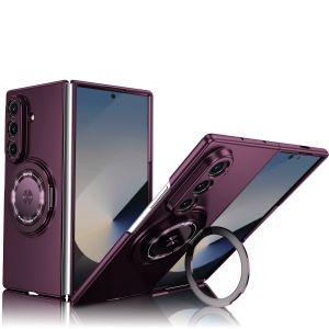 Military Armor Solid Color Magnetic 360 Bracket Phone Case For Samsung Z Fold 8 Ultra 7 6 5 4 3 Wireless Charge Shockproof Cover
