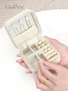 Portable Mini Luxury Jewelry Box Travel Storage Organizer Compact Elegant Ring Earring Stud Earring Case Leather Jewelry Box