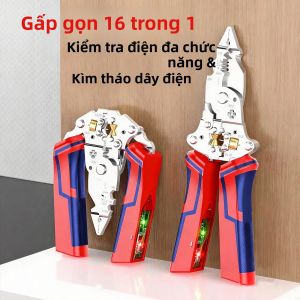 Kìm Đa Năng 9 Trong 1 Có Thể Gập Lại Tích Hợp Chức Năng Đo Cắt Và Ép Dây Cho Thợ Điện Dùng Trong Các Công Việc Điện Tự Làm