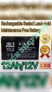 JSL II Brand 12Ah TF12-12 12V 12Ah/20HR For UPS/Solar/ Toycar Valve Rechargeable Sealed Lead-Acid Battery