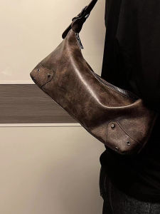 Li Cha Customized Maillard Underarm Bag Womens 2024 New Retro Bag Western Style All-Matching Shoulder Bag Messenger Bag