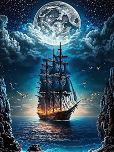 Huacan Full Diamond Embroidery Landscape Cross Stitch Kits DIY Diamond Mosaic Moon Rhinestone Pictures Gift Decorative Paintings