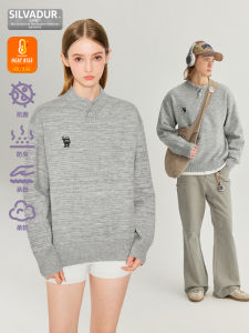 Áo Len Dệt Kim Dài Tay Mềm Mại Kháng Khuẩn Ấm Áp Mô Phỏng Lông Bò Cổ Henry Dáng Rộng Cổ Tròn Mùa Đông Thường Ngày