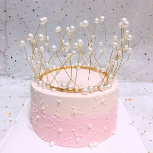 Topper / Hiasan Kue Mahkota Mutiara 9 x 12 cm untuk Cake Ulang Tahun Penganten dan Pesta