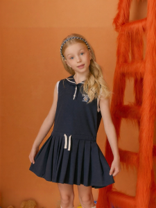 Cute Navy Collar Sleeveless Children Dress