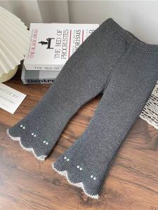 Trendy Loose Fleece Lined Comfortable Bell Bottom Pants for Girls Autumn Winter New Arrival Korean Style Natural Waist Long Trousers