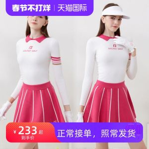 Womens Golf Tennis Long Sleeve Knitted Dress Slim Fit Elastic Top Bottoms Set Autumn Winter Sportswear Fitness Fans Gear