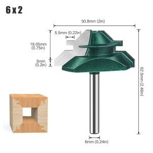 45 Degree Lock Miter Router Bit 1/4" 6mm Shank Woodworking Tenon Milling Cutter Tool Drilling Milling For Wood Carbide Alloy