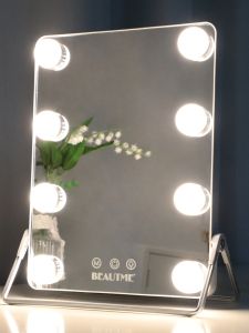 High Definition LED Makeup Mirror with Bulb Hollywood Style Rotatable Desktop Vanity Desk Smart Mirror for Dormitory Lighting