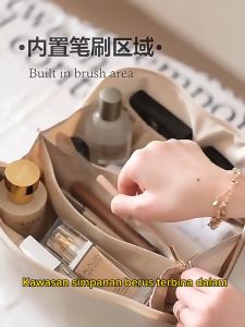 Pillow Cream Leather Makeup Bag Ladies Luxury Organ Large Capacity Travel Bag