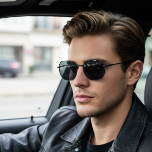 Niche Design Metal Thin Frame Octagonal Sunglasses Geometric Design & Face Slimming For Trendy Versatile Style 2400
