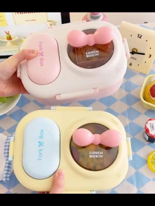 Hộp Đựng Cơm Trưa 2 Ngăn Văn Phòng Kèm Muỗng Kiểu Dáng Dễ Thương Chất Liệu Nhựa Cao Cấp An Toàn Lunch Box 3-4 Ngăn Riêng Biệt Dung Tích 1-2 Lít An Toàn Tuyệt Đối Không BPA