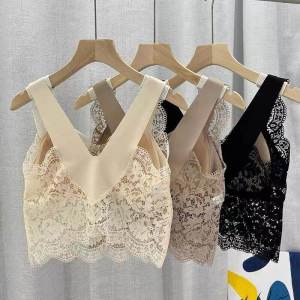 เซ็กซี่ลูกไม้Backless Bralette Topหน้าอกPadชุดชั้นในสตรีTank Topสําหรับฤดูร้อนNonslipไม่มีรอยต่อการออกแบบ