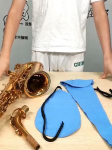 3*13*47cm Pembersih Saxophone Bahan Kain Fiber Tid Kain Pembersih Bagian Dalam Warna Biru