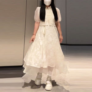 plus Size New Chinese Style Dress Set Summer Slimming Hanfu Renovated Cheongsam Retro Two Piece Set for Plump Women