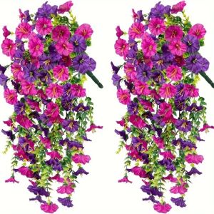 Durable Artificial Morning Glory Hanging Flowers UV Resistant Fake Garland for Home Garden Wedding Outdoor Party Decor
