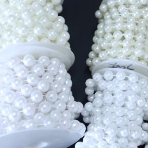5 Yards 3-12mm Fishing Line Artificial Imitation Pearl Round Beads Chain For Wedding Bridal Bouquet Flower Decoration