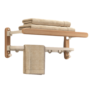 Morotel | Wooden Bathroom Shelf Towel Rack No Drilling Retro