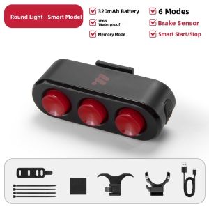 West Biking | Smart Rear Bike Light Night Riding Brake Warning Light Charging Light