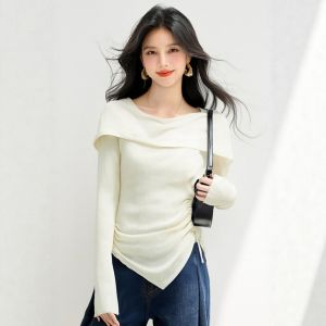 puella | Retro Off-shoulder Long-sleeve Slim-fit Red Spring Sweater