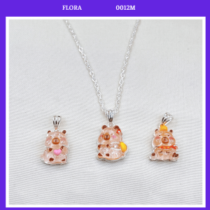 FLORA 0012M - [Có bán lẻ] Dây chuyền bạc ta mặt hình chuột lang Capybara dành cho bé