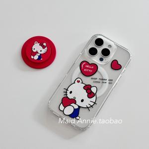 Magnetic Acrylic  16Pro Max Case Cute Cartoon Protective Shell for KT Cat  Phone Cover Female Style Shockproof
