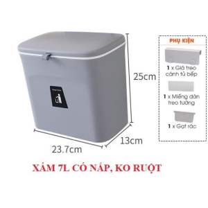 Thùng rác thông minh cài cánh tủ có nắp đậy - Thùng rác dán tường nhà vệ sinh phòng tắm kèm miếng dán