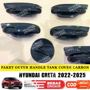 Paket Outer Handle Tank Cover Hyundai Creta 2022 2023 2024 2025 Up Carbon Glossy
