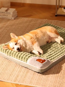 เสื่อสุนัขนอนกับ แบบหนา ขนาดใหญ่พิเศษ เสื่อชั้นฤดูหนาวที่ถอดออกได้และล้างทำความสะอาดได้สัตว์เลี้ยงสี่ฤดูกาลสากลสุนัขฤดูหนาวสุนัขขนาดใหญ่ ที่นอนสุนัข