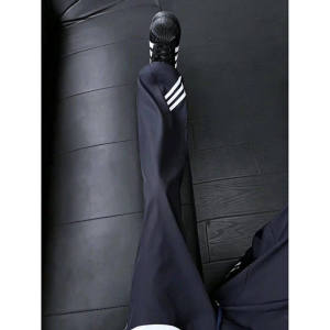 LIUBU | Black Three-stripes Ice Silk Breathable Quick-dry Summer Mens Sport Casual Trousers