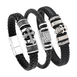 Newest Genuine Punk Leather Bracelet For Men Personality Vintage Jewelry