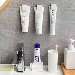 Bathroom Wall Mounted Toothpaste Storage Rack No Drilling Needed Multi Purpose Organizer for Shower Gel And Hair Shampoo Clips