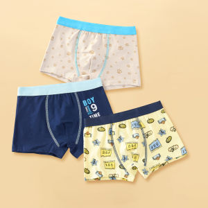 เด็ก ผ้าฝ้าย ชุดชั้นในเด็กชาย กางเกงบ็อกเซอร์รัดรูป ใส่สบาย ระบายอากาศได้ดี อ่อนโยนต่อผิว สี่ด้าน กางเกงขาสั้น สําหรับเด็กชายทุกวัย