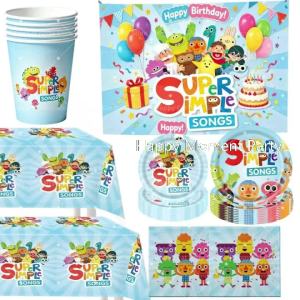 Kayou | Super Simple Song Birthday Party Decorations Tableware Tablecloth Paper Plate Cup Napkin Backdrop Game Party Favors Supplies