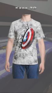 Kaos 3D 3 Dimensi Captain Amerika Shield Premium Bangkok Thailand