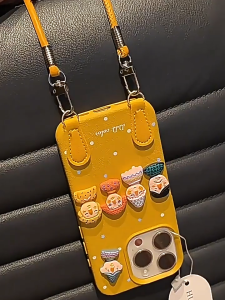 FREE LENS - FREE LANYARD!! New cute casing cute cover Doll Leather iPhone case for 13 14 15 16 17 Pro Max