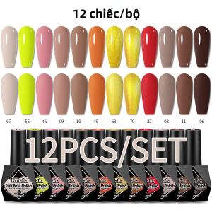 Bộ Sơn Gel Móng Tay 12 Màu 8ml Bán Vĩnh Cửu Sử Dụng Đèn UV/LED Bộ Dụng Cụ Làm Móng Không Mùi & Không Chì Thiết Yếu Cho Nghệ Thuật Làm Móng