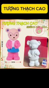 Tượng thạch cao Gấu vui vẻ S2 (Không kèm màu) Bé Tô Màu Tô Tượng