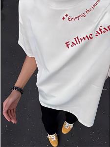 SUOSHE | Extra Large 300 Pounds Simple Letter Printed T-Shirt Cotton