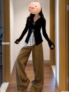 Áo Len Dệt Kim Ôm Vừa Vặn Màu Đen Thời Trang Xuân 2025 Cổ Chữ V Tay Dài Thường Ngày Chất Liệu Polyester Phong Cách Hàn Quốc