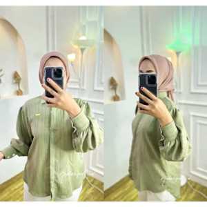 KEMEJA BALON WANITA LENGAN PANJANG KANCING FULL TERBARU KEKINIAN CERIKNGKEL LEDY CRUSH BAHAN IMPORT ADEM NYAMAN