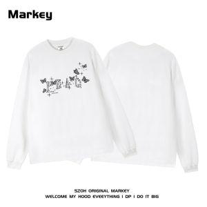 Áo Thun Nam Tay Dài in Chữ Bướm Phong Cách Mỹ Mùa Thu 2025 Thời Trang Mới Chất Liệu Cotton in Chuyển Nhiệt Kháng Khuẩn