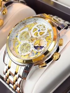 OLEVS 9947 Luxury Brand Sport Wristwatches Men Luminous Quartz Watch Casual Chronograph Stainless Steel Male Clock