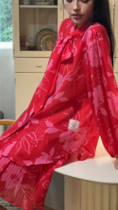 Aunchadabrand - Mira chiffon blouse เสื้อชีฟองแขนยาวผูกโบว์ผ้าพิมพ์ลาย